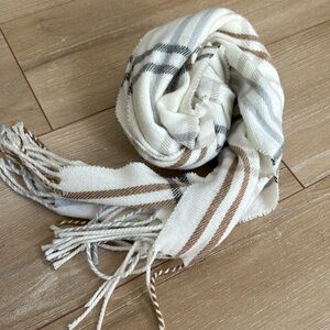 White Plaid Flannel Scarf Burberry Style